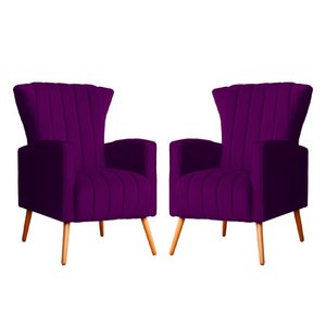 Kit 02 Poltronas Melinda Veludo Roxo