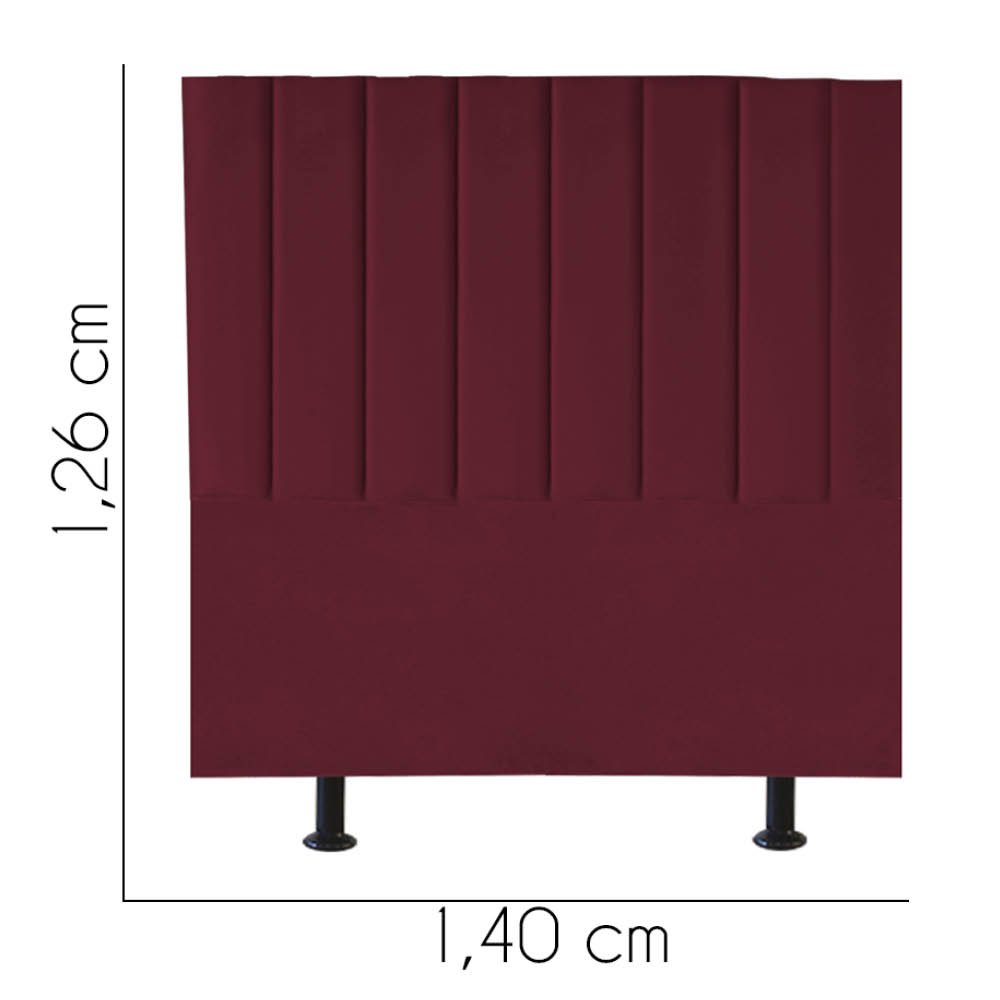 Cabeceira Estofada Carla 140CM Casal Suede Bordo - D A DECOR - 3