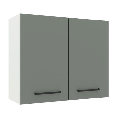 Armário de Cozinha Aéreo 80 cm 2 Portas Branco/Cinza Agata Madesa