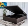 Cama Báu Box Base Casal Sintético Marrom com Pistões a Gás. - 3