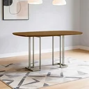 Ver imagem 1 de Mesa de Jantar 6 Lugares Retangular Orgânico 180cm Pés Industrial Alina N01 Cinamomo Champanhe -