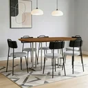 Ver imagem 3 de Mesa de Jantar 6 Lugares Retangular Orgânico 180cm Pés Industrial Alina N01 Cinamomo Champanhe -