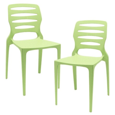 Kit 02 Cadeiras para Cozinha Área Gourmet Jardim Empilhável Larsen P03 Verde Claro - Lyam Decor
