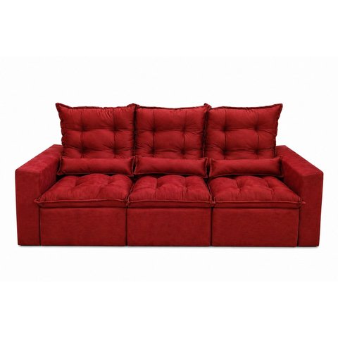 Sofá Retrátil e Reclinável 2,10m em Tecido Suede Vermelho