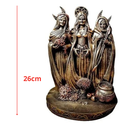 Ver imagem 3 de Deusa Tríplice - Resina - Dourado - Lua Religião Wicca - Estatua Decoração - 26cm