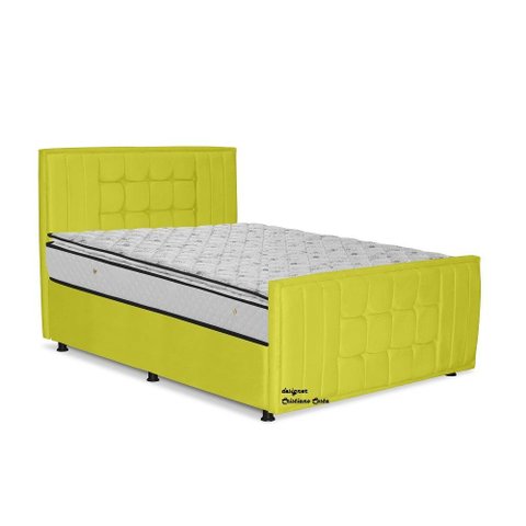 Cama com Cabeceira Queen Size Estofada Uvaia 160cm Suede: Amarelo
