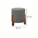 Ver imagem 4 de Puff Redondo Luxo Pés em Madeira Luna Linho Cinza