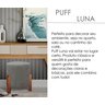 Puff Redondo Luxo Pés em Madeira Luna Linho Cinza - 2