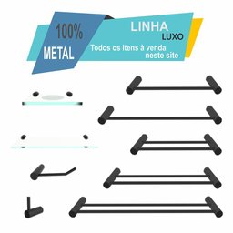 Porta Toalha Rosto Redondo em Metal Preto Fosco Luxo Slim - 2