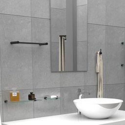 Porta Toalha Rosto Redondo em Metal Preto Fosco Luxo Slim - 4