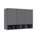 Ver imagem 2 de Armario Aereo Milão Cozinha 3 Portas e 2 Nichos Cinza - Ej Moveis