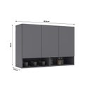 Ver imagem 3 de Armario Aereo Milão Cozinha 3 Portas e 2 Nichos Cinza - Ej Moveis