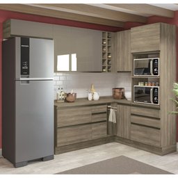 Cozinha Completa Planejada de Canto 2,74x1,68mm 11 Peças Linha Maxxi Cj14-104 Kappesberg - Nogal - 1