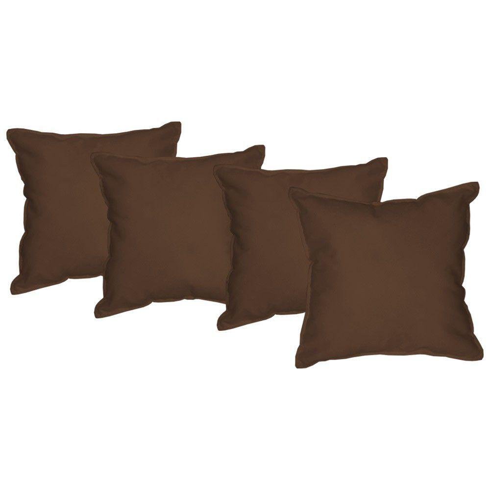 Conjunto com 4 Capas almofadas suede cor marrom - 1