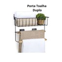 Ver imagem 3 de Porta Toalha Duplo Preto com Suporte e Adesivos 3m - Arthi
