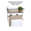 Ver imagem 4 de Porta Toalha Duplo Preto com Suporte e Adesivos 3m - Arthi