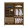 Roupeiro Lanza Munique 4 Portas 3 Gavetas com Pés - Noce Bronze/off White - Prontas Entrega - 2