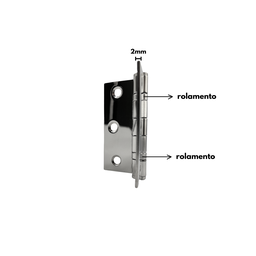 Dobradiça P/ Portas 3,5x3 em Inox 304 Polido com Rolamento - 7