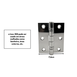 Dobradiça P/ Portas 3,5x3 em Inox 304 Polido com Rolamento - 5
