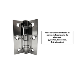 Dobradiça P/ Portas 3,5x3 em Inox 304 Polido com Rolamento - 3