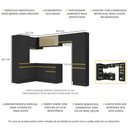Ver imagem 4 de Armário de Cozinha Completa de Canto com Rodapé Veneza Multimóveis V2090 Preto/Dourado