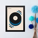 Ver imagem 2 de Quadro Decorativo Música Disco Azul - Bauhaus 24x18cm - com Vidro:moldura Preta