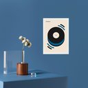 Ver imagem 1 de Quadro Decorativo Música Disco Azul - Bauhaus 24x18cm - com Vidro:moldura Preta