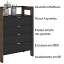 Ver imagem 3 de Gaveteiro Armário para Escritório Home Office AZ1012 MDP Preto/Nogal - Gran Belo
