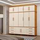 Ver imagem 1 de Guarda Roupas Londres 100% Mdf C/ 12 Portas 6 Gavetas Pés Madeira - Luapa - Freijó/off White