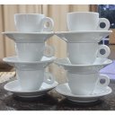 Ver imagem 2 de Kit Jogo 6 Xícaras Café 80ml Cônica com Pires - Porcelana Branca (2)