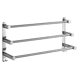 Toalheiro Cromado Triplo Porta Toalha de 60cm para Hotel Casa Banheiro Lavabo - 1