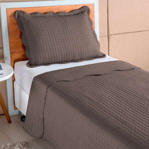 Cobre Leito Colcha Solteiro 2 Peças Dupla Face Micro Percal 150 Fios Matelado Mosaico Bege