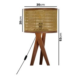 Abajur De Mesa Paris Para Quarto Retro Cúpula Indiana Luxo - Teca/Marrom - 3