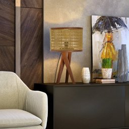 Abajur De Mesa Paris Para Quarto Retro Cúpula Indiana Luxo - Teca/Marrom - 1