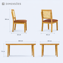 Ver imagem 5 de Conjunto Sala de Jantar 6 Lugares Egito Mesa e Cadeiras Madeira Maciça Rattan e Courino Caramelo