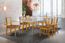 Ver imagem 6 de Conjunto Sala de Jantar 6 Lugares Egito Mesa e Cadeiras Madeira Maciça Rattan e Courino Caramelo