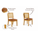 Ver imagem 4 de Conjunto Sala de Jantar 6 Lugares Egito Mesa e Cadeiras Madeira Maciça Rattan e Courino Caramelo