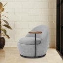 Ver imagem 2 de Poltrona Kaira Mesa Lateral Esquerda Base Fixa Preto Bouclé Cinza Claro - Nexta Casa