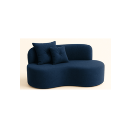 Conjunto Decorativo 02 Poltronas + Sofá Curvo Orgânico Nature Gaia Suede Azul Marinho - Montanaris D - 3