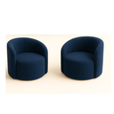 Ver imagem 2 de Conjunto Decorativo 02 Poltronas + Sofá Curvo Orgânico Nature Gaia Suede Azul Marinho - Montanaris D