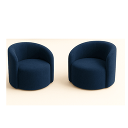 Conjunto Decorativo 02 Poltronas + Sofá Curvo Orgânico Nature Gaia Suede Azul Marinho - Montanaris D - 2