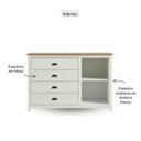 Ver imagem 4 de Cômoda Sapateira 4 Gavetas 1 Porta 100% Madeira Maciça Topázio Branco/Freijó