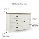 Ver imagem 5 de Cômoda Sapateira 4 Gavetas 1 Porta 100% Madeira Maciça Topázio Branco/Freijó
