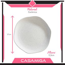 Prato Raso Cerâmica 27cm Orion Reativo Branco - 2