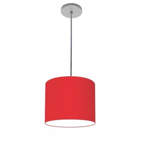 Lustre Luminária Pendente Vivare Free Lux Pe-4107cz Cúpula em Tecido 25x20cm Vermelho Canopla