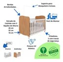 Ver imagem 6 de Berço Peroba Uli Branco/Amendôa com Rodízios MDF Infantil