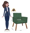 Ver imagem 4 de Poltrona Decorativa Camila Suede Verde Pés Madeira Ms Decor