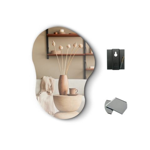 Espelho Orgânico Cloud Médio Decorativo 60x40 Cm Sofisticado - Suporte
