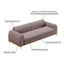 Ver imagem 2 de Conjunto Sofá 3 Lugares e 2 Poltronas Base de Madeira Euro 280 cm Veludo Rosê - Gran Belo