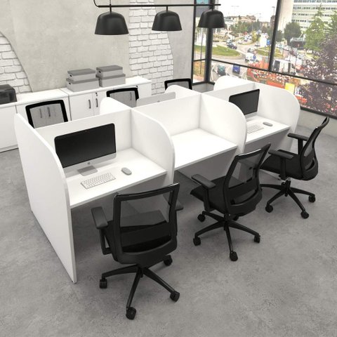 Mesa de Trabalho Atendimento para 6 Pessoas 2,80m Branco F5 Cor:branco